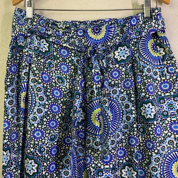 BANANA REPUBLIC Pants 10 Boho‎ Wide Leg Waist Tie Belt Geometric Pattern Pockets - Picture 5 of 14